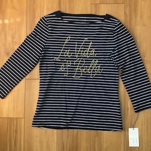 La Vida was Bella 3/4 Sleeve Striped Shirt